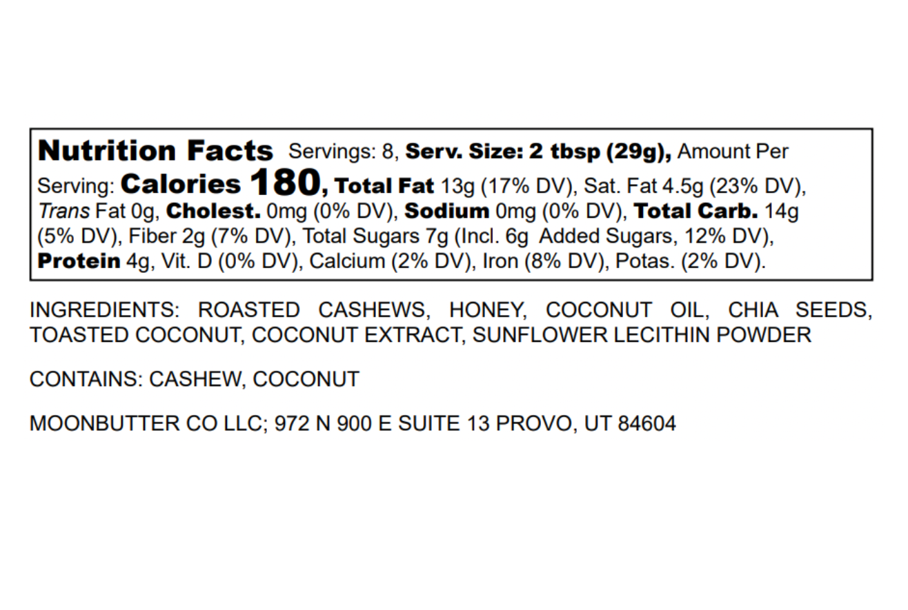 Cashew Coconut Chia Nut Butter