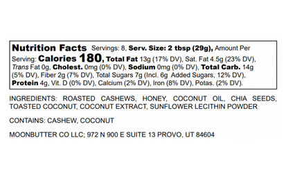 Cashew Coconut Chia Nut Butter