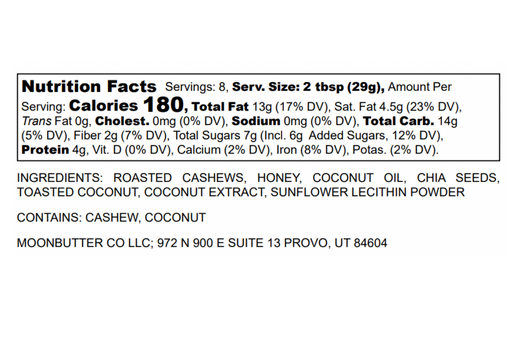 Cashew Coconut Chia Nut Butter